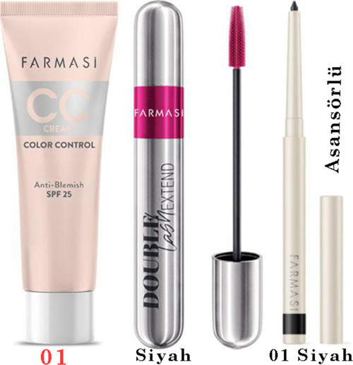 Cc Krem 01 30Ml Double Lash Maskara 12Ml Asansörlü Göz Kalemi 01 Siyah Avantajlı Trend Paket