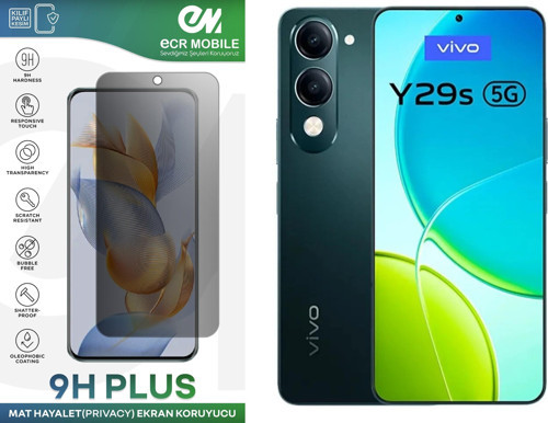 Vivo Y29s ile Uyumlu Mat Hayalet (Privacy) 9H Kırılmaz Nano Ekran Koruyucu