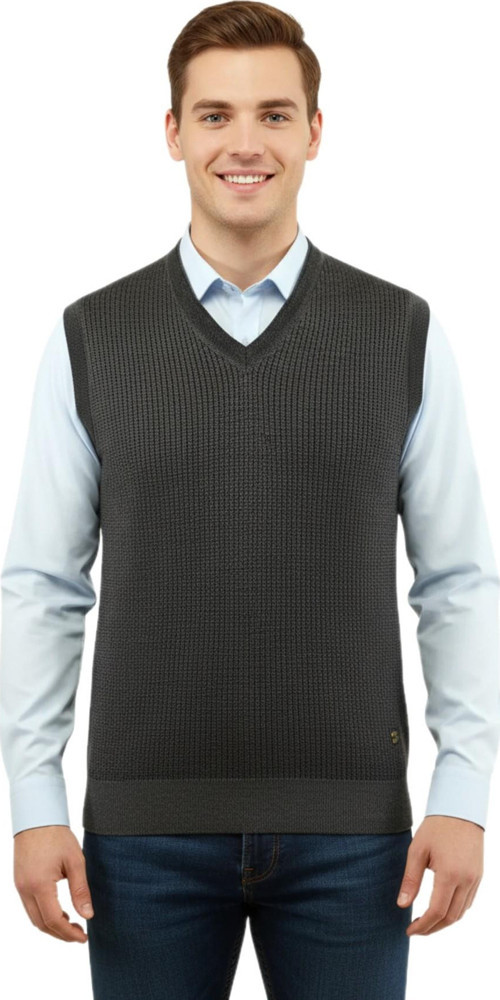 Erkek V Yaka Süveter Çelik Örgü Regular Kalıp 5208H BGL-ST04960