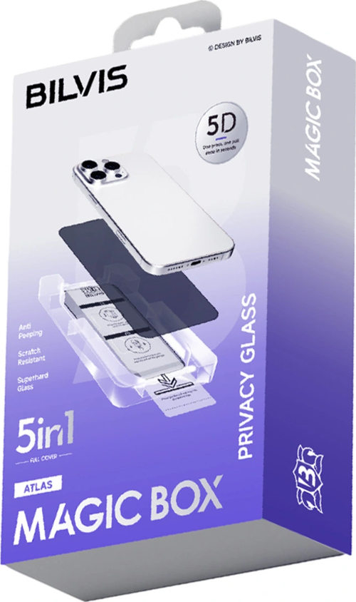 Apple İphone 13 Pro Max Bilvis 5In1 5D Magic Hayalet Cam Ekran Koruyucu - Siyah