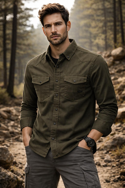 Yxc Uzun Kol Slim Fit Erkek Kot Gömlek - 7467