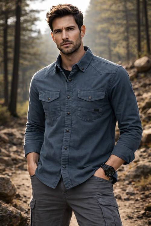 Yxc Uzun Kol Slim Fit Erkek Kot Gömlek - 7467