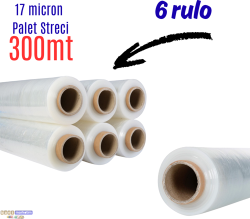 Palet Ambalaj Streci Streç Film 50cm*300metre 6adet (1koli)
