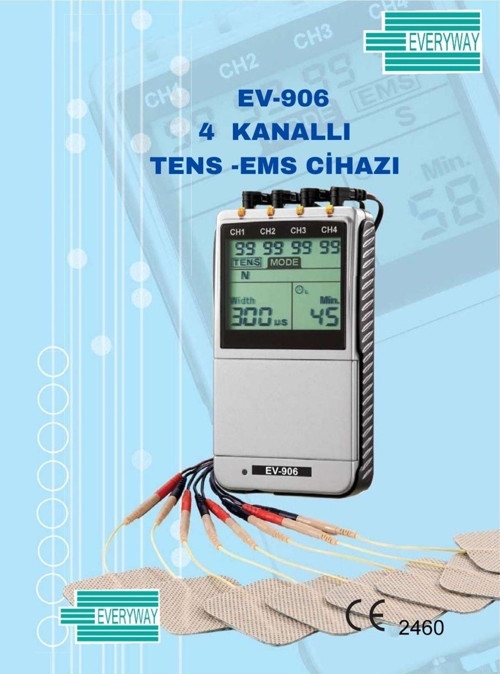 Ev-906 4 Kanallı Tens Ems Fizik Tedavi Cihazı Adaptörlü
