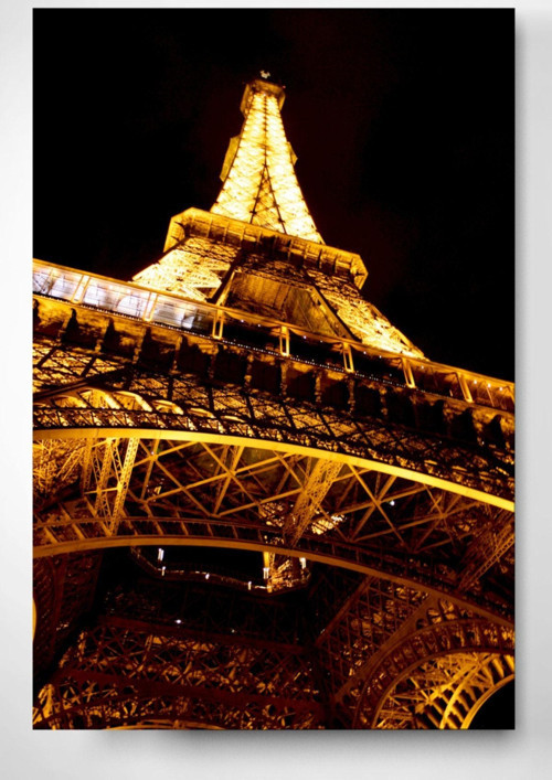 Gece Parlayan Paris Eyfel Kulesi Dokulu Cam Tablo - Özel Seri