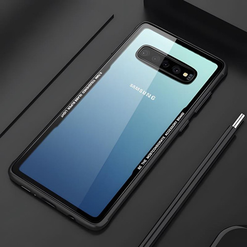 Galaxy S10 Kılıf Kenarları Silikon Arka Kısım Temperli Cam Craft Kılıf