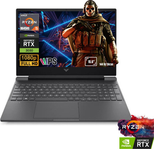 Victus Ryzen5 8645HS 8GB 2TB RTX3050 6GB IPS 144Hz 15.6" FDos Gaming Laptop B9KM2EA ATL3