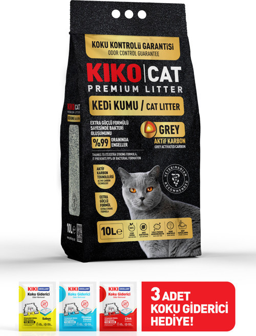 GREY AKTİF KARBON PREMIUM BENTONİT KEDİ KUMU - 10L