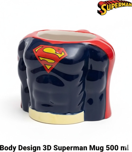 Bood Design Superman 3D Figürlü Seramik Kupa 500 ml - Özel El Yapımı Tasarım Dev Mug Bardak