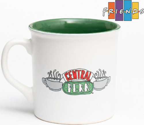 Friends Central Perk Logolu Porselen Kupa 330 ml - Yeşil İç Kaplamalı Özel Tasarım Mug Bardak