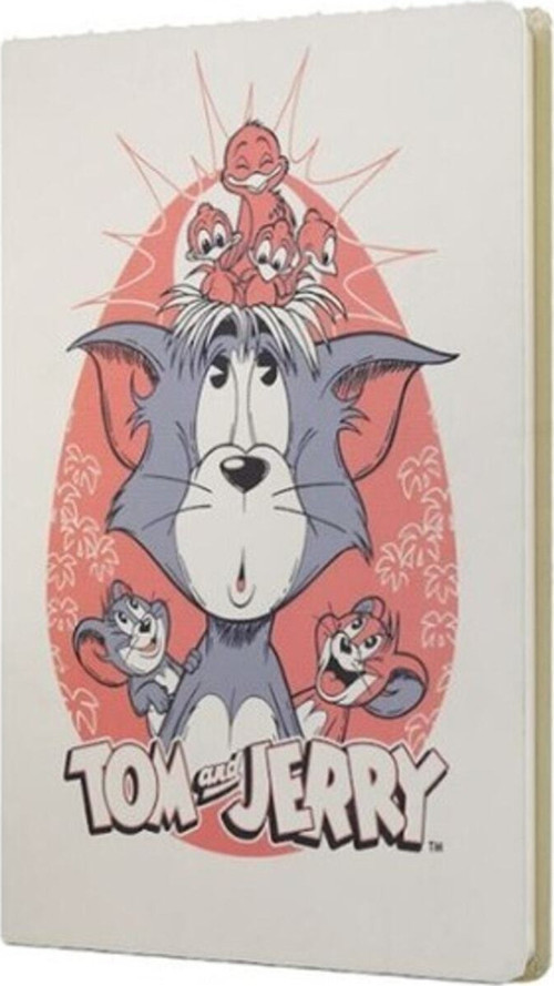 Tom And Jerry Sert Kapak Çizgili Butik Defter Krem