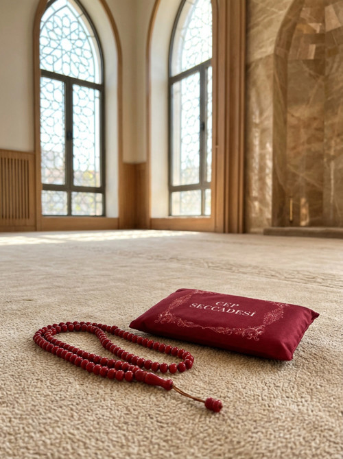 Cep Seccadesi Tesbih Hediye Seti Çeyiz Umre Mevlüt Bohça Seccadesi Çanta Boy Seccade