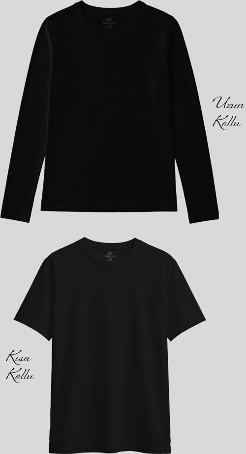 Basic O Yaka 2li Paket Siyah Kadın T-Shirt