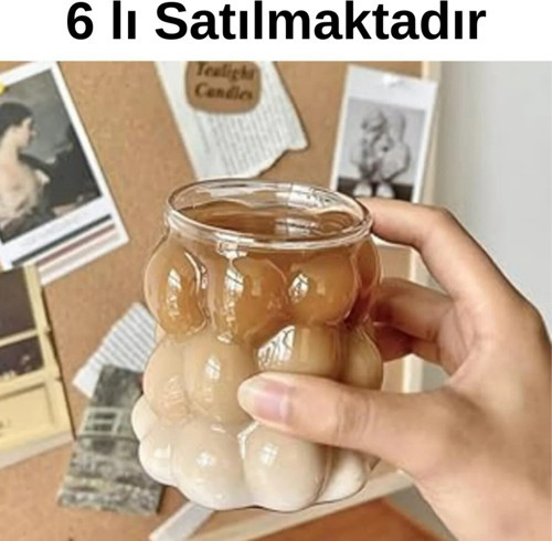 6'Lı Isıya Dayanıklı Borosilikat Boncuk Şekilli Bardak | Kahve Ve Sunum Bardağı