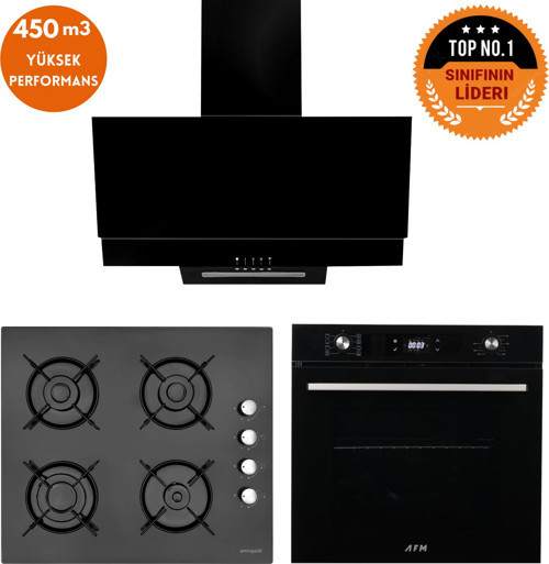 ve AFM TECH Markalı / Delta Dijital Turbolu Siyah Ankastre Set (12 225 + FM7700+ FM3250)