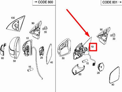 Mercedes 251 2005-2010 Dış Dikiz Aynası Sağ Elektrikli Katlanir Isitmali Astarli Sinyalli Aydinlatma