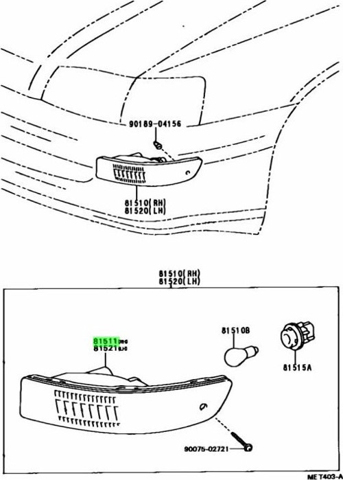Toyota Carina Ön Sinyal Sağ 1993-1997 (Oem No: 8151120650)