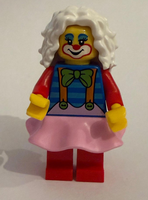 Minifigür Female Clown White Hair Pink Skirt