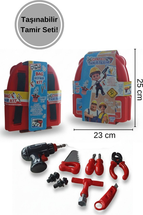 15 Parça Çantalı Tamir Setim – Taşınabilir Oyuncak Tamir Seti