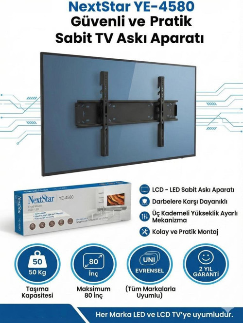 Star YE-4580 45-80'' Sabit LCD LED TV Askı Aparatı - Su terazili