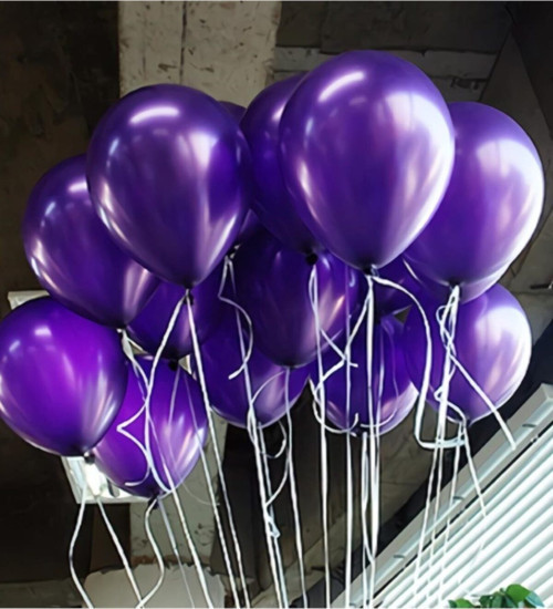 Metalik Mor Renk Balon 12 " Inç 25 Adet