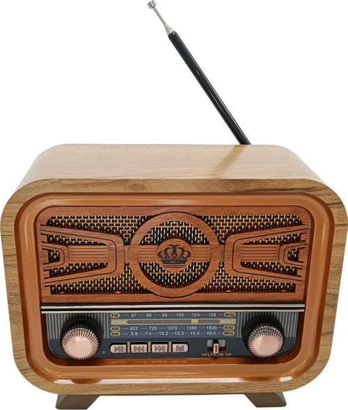 Radyo Retro Açık Ahşap Bluetooth Hoparlör TF Kart Şarjlı Led N0A1