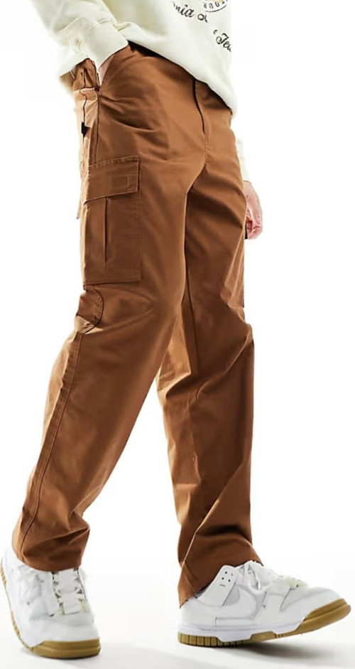 Club Chino Woven Trousers Canvas Cargo Pant Dokuma Canvas Kargo Cepli Pantalon Kahverengi