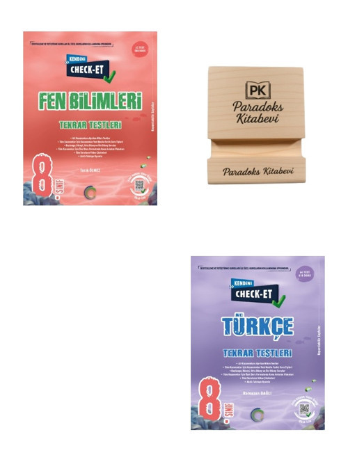 Okyanus LGS 8. Sınıf Check-Et Fen Bilimleri ve Türkçe Tekrar Tersleri + Telefon Standı