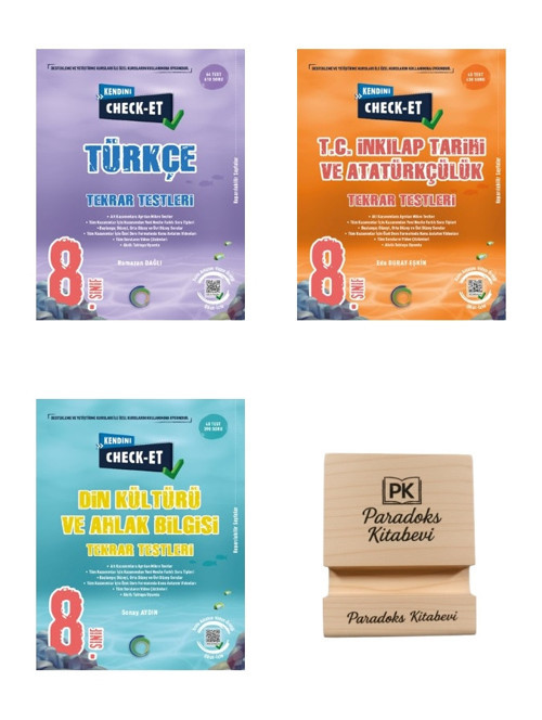 Okyanus LGS 8. Sınıf Check-Et Türkçe İnkılap ve Din Kültürü Tekrar Tersleri 3lü Set+ Telefon Standı