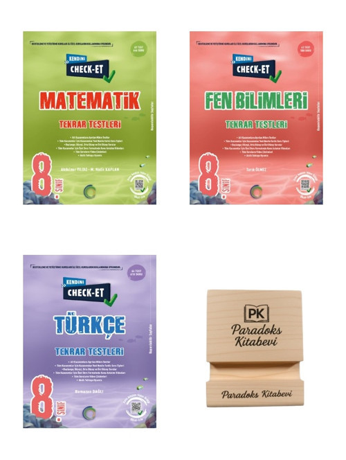Okyanus LGS 8. Sınıf Check-Et Matematik Fen ve Türkçe Tekrar Tersleri 3lü Set + Telefon Standı
