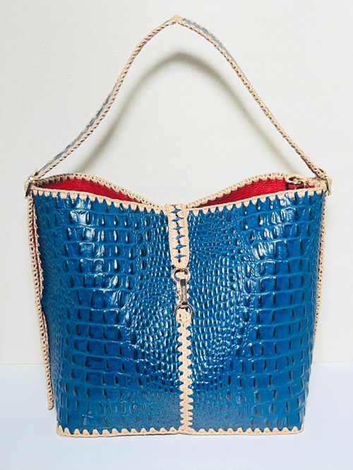 KROKO Kadın Hakiki Gerçek Deri omuz kol çantası 26x28x15
