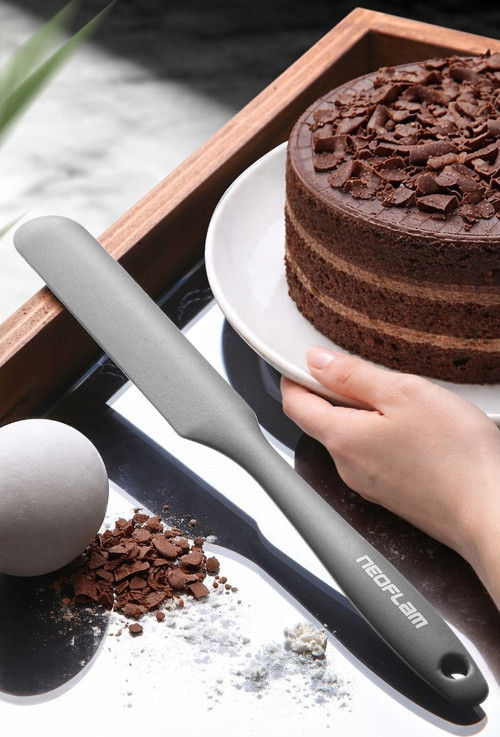 Silikon Ince Pasta Spatulası Gri
