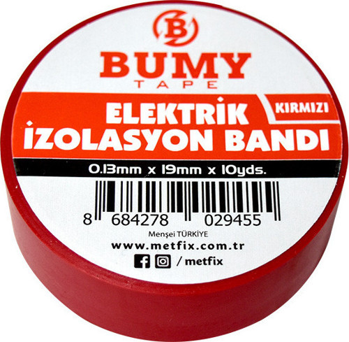 Bumy Elektrik Bandı 0.13mm x 19mm x 10 Yds Kırmızı