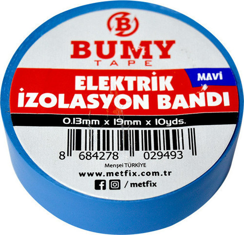 Bumy Elektrik Bandı 0.13mm x 19mm x 10 Yds Mavi