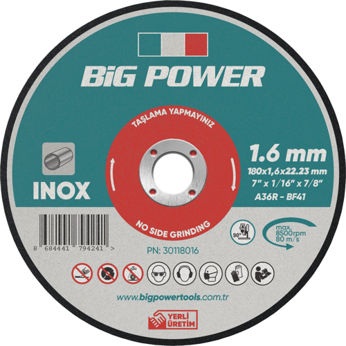 180*1.6*22.23 INOX KESME TAŞI (5 Adet)