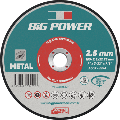 180*2.5*22.23 METAL KESME TAŞI (5 Adet)
