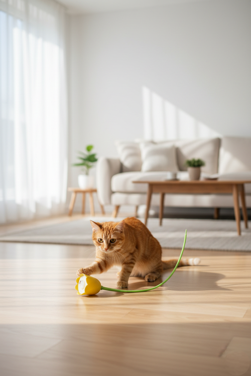 Hareketli Çiçek Kedi Oyuncağı USB Şarjlı