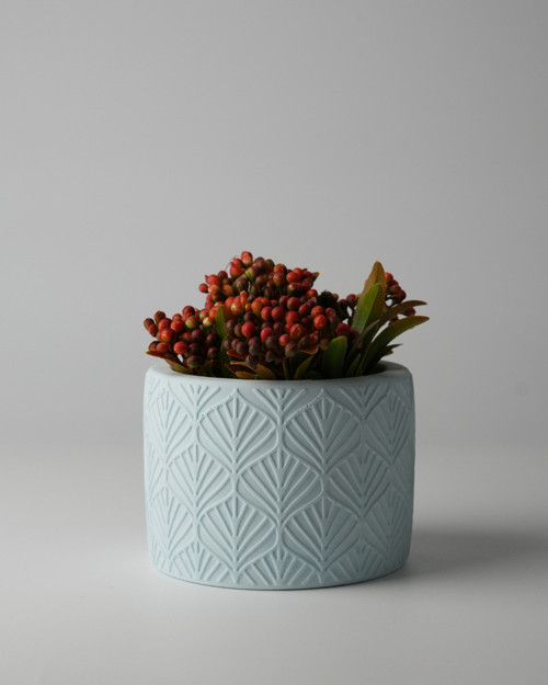 Dekoratif Beton Saksı - Yaprak Desenli 8x10 0.25L Küçük Boy Saksı