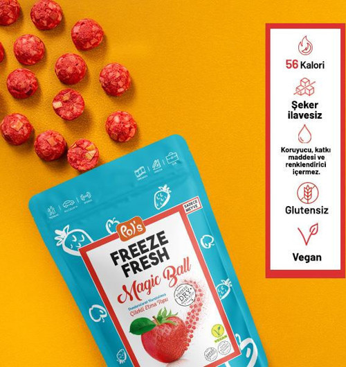 Pol's Freeze Fresh Dondurularak Kurutulmuş Magic Ball Çilekli Elma Topu 16 gr