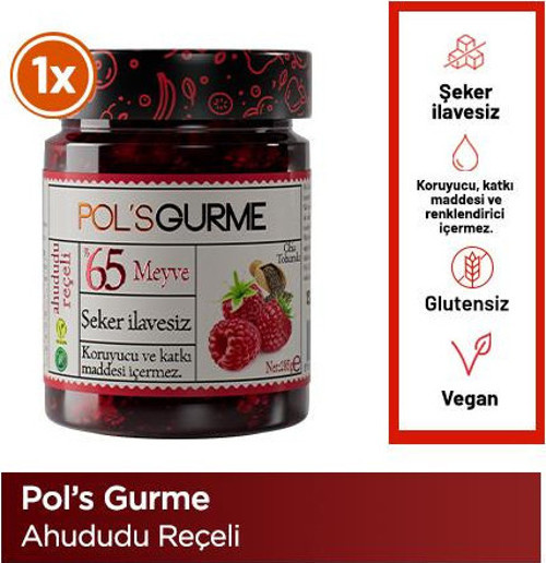 Gurme Ahududu Reçeli Chia Tohumlu Şeker İlavesiz %65 Meyve Oranlı 285 gr