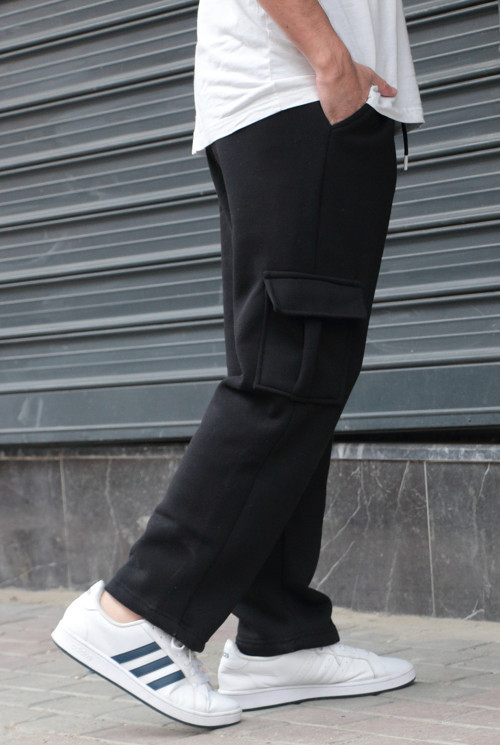 Erkek 3 İplik Şardonlu Kargo Cep Baggy Eşofman Altı