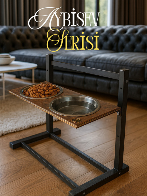 Kedi-Köpek Standı Ayarlanabilir 3 Yükseklik 2 Paslanmaz Çelik Mama Su Kabı Kedi-Köpek Kasesi Standı