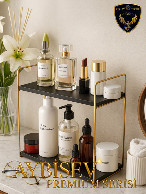 Aybisev Çok Amaçlı Ahşap Metal Premium 2 Katlı Organizer Sağlam Kalite