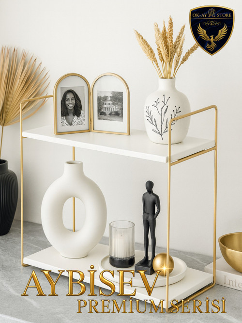 Aybisev Premium Serisi Çok Amaçlı Ahşap Metal Düzenleyici 2 Katlı Raf Uzun Ömürlü Kaliteli Tasarım