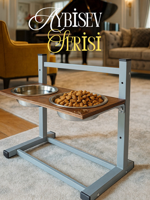 Aybisev Serisi Kedi Ve Orta-Büyük Irk Köpekler İçin 3 Kademeli Yükseklik Ayarlı Mama Su Standı