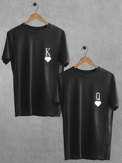 King Queen Sevgili Çift Takım Kral Kraliçe Tişört Siyah Beyaz Oversize Motto Sevgili Couple T-shirt