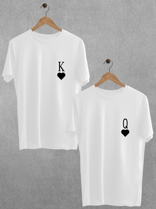 King Queen Sevgili Çift Takım Kral Kraliçe Tişört Siyah Beyaz Oversize Motto Sevgili Couple T-shirt