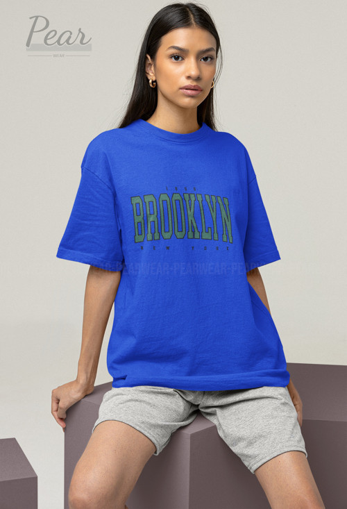Brooklyn Baskılı Unisex Tişört Oversize T-shirt