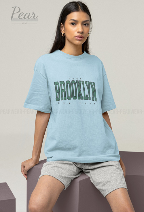 Brooklyn Baskılı Unisex Tişört Oversize T-shirt
