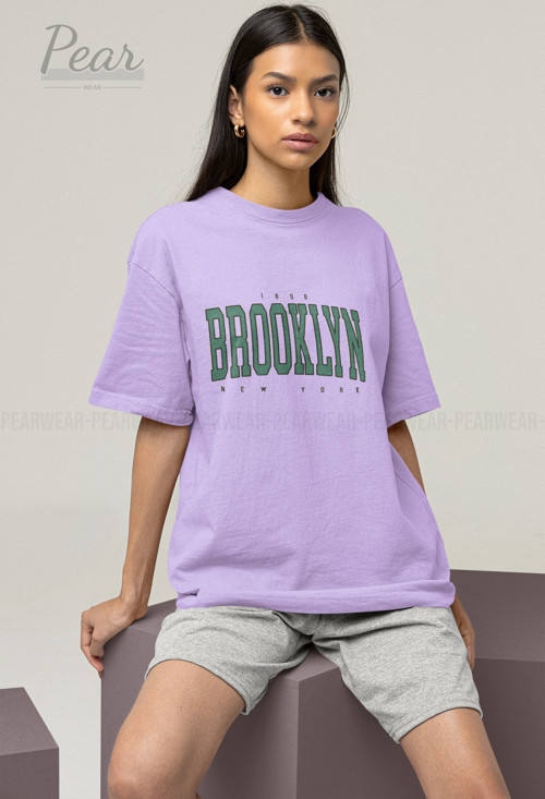 Brooklyn Baskılı Unisex Tişört Oversize T-shirt